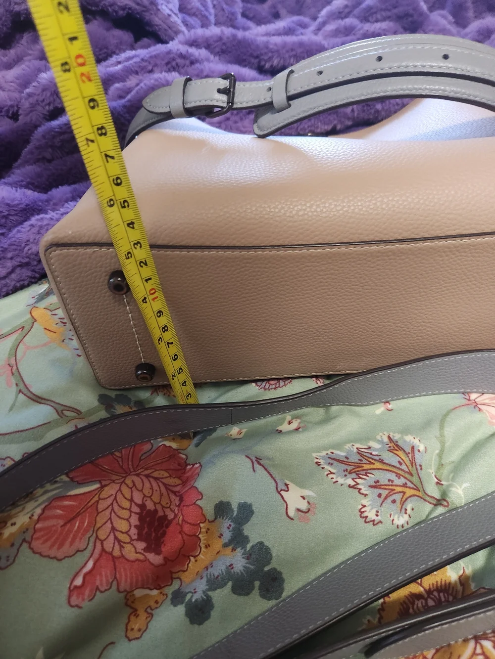 Coach Two-Tone Pebbled Leather Crossbody - Cream and Light Gray